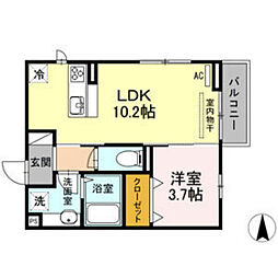 エクセランB 1LDKの間取図画像