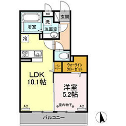 D-roomあすと長町2 1LDKの間取図画像