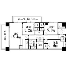 仙台中山ヒルズ 3LDKの間取図画像