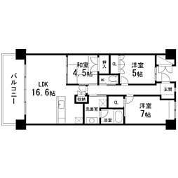 仙台中山ヒルズ 3LDKの間取図画像