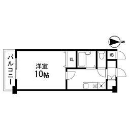 上杉五番館 1Kの間取図画像