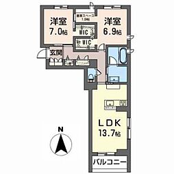 Marcia台原 2LDKの間取図画像