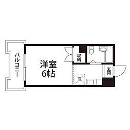 Mヒルズ本町 1Kの間取図画像