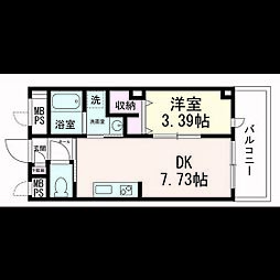 ラシーネ錦町 1LDKの間取図画像