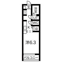 ジークレスト土樋 1Kの間取図画像