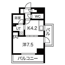 ラフルール連坊 1DKの間取図画像