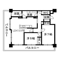 RESIDIATOWERSENDAI 2LDKの間取図画像