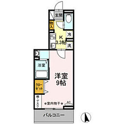 D-roomハピネス 1Kの間取図画像