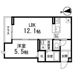エルタスコート成田町 1LDKの間取図画像