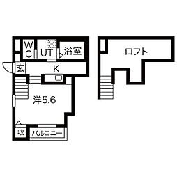 Unリヴィエール高松 1Kの間取図画像