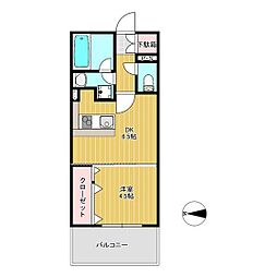 ピュアナ弓ノ町 1DKの間取図画像