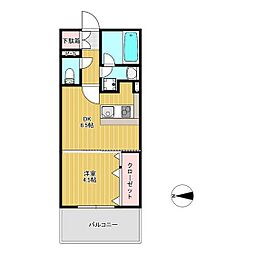 ピュアナ弓ノ町 1DKの間取図画像