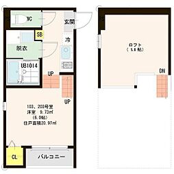 ラ・ムー長町 ワンルームの間取図画像
