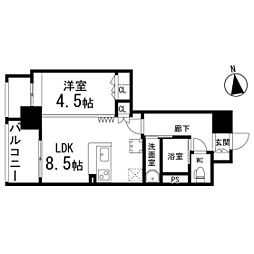 ディークレスト太子堂駅前West 1LDKの間取図画像