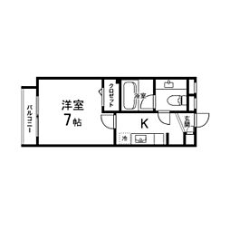 シエナ本町 1Kの間取図画像