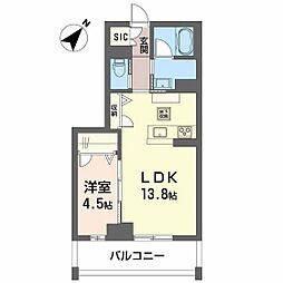 CLASSEUM連坊II 1LDKの間取図画像