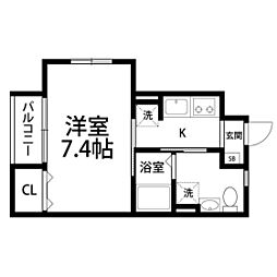 アヴァンセ水の森 1Kの間取図画像