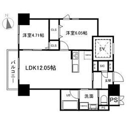 グラン・ドミール小田原山本丁 2LDKの間取図画像