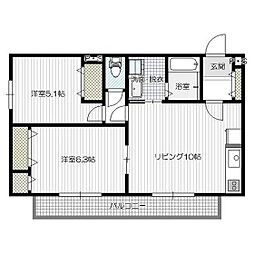 グランドュール 2LDKの間取図画像