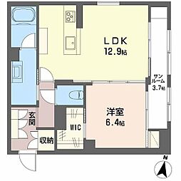 LUANA KAMISUGI 1LDKの間取図画像