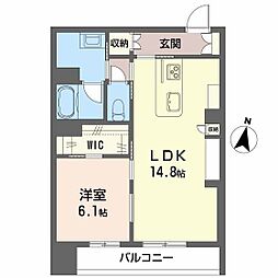 LUANA KAMISUGI 1LDKの間取図画像