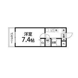 サンシャレィ中島丁 1Kの間取図画像