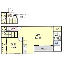 アステラス銀杏町 1LDKの間取図画像