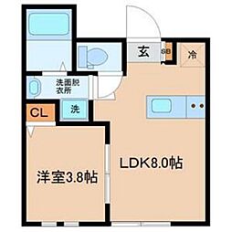 仙台市太白区鹿野1丁目アパート 1LDKの間取図画像
