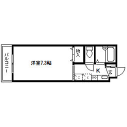 ベルヴュー 1Kの間取図画像