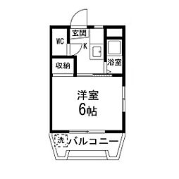 シャングリラ荒巻 1Kの間取図画像