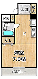 ロイヤル姫島 1Kの間取図画像