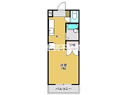 パシフィック佐賀6 1Kの間取図画像