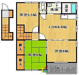 ジョイフルK3 3LDKの間取図画像