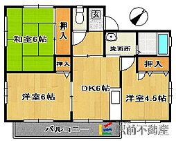 そよ風六番館B 3DKの間取図画像