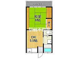 内田アパート 1DKの間取図画像