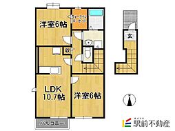 アヴァンツァート 2LDKの間取図画像