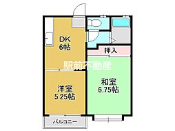 ベルメゾン多布施 2DKの間取図画像