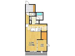 オー・フレアA 1LDKの間取図画像