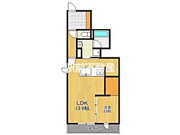 オー・フレアA 1LDKの間取図画像