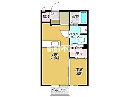 ジュネスOne神園B 1LDKの間取図画像