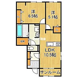 グラン・グラースI 2LDKの間取図画像