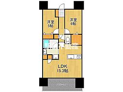 デュオヒルズ城内 2LDKの間取図画像