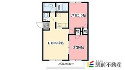 ファミリア水ケ江A 2LDKの間取図画像