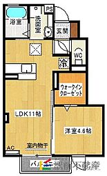 サンドハウスB 1LDKの間取図画像