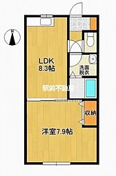 パインハイツI 1LDKの間取図画像