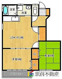 田島ハイツ 2LDKの間取図画像