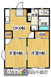 エグゼ国府 2DKの間取図画像