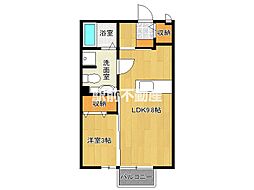 ジュネスOne神園A 1LDKの間取図画像
