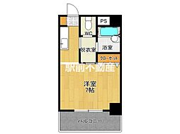 パシフィック佐賀2 1Kの間取図画像