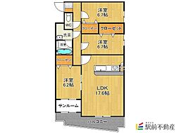 CHANTE大財 3LDKの間取図画像